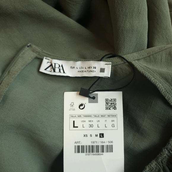 NWT Zara Olive Green Cut Out Midi Dress, Size L - Picture 11 of 12